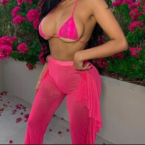 Fashion nova pink pant cover up